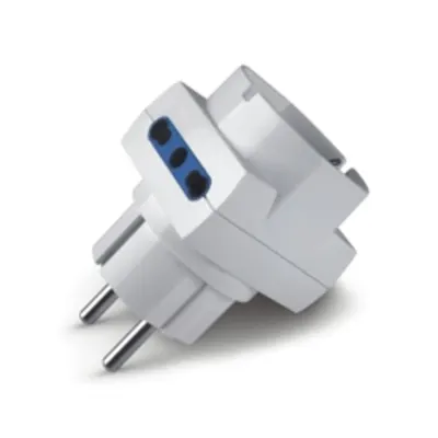 3-Way Adaptorn2p+t-16a-(s31-Franco/german) White 2x2p+e-16a-(p17/11) 1x2p+t-16a-(p40)