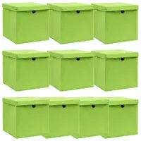Gossi cutii depozitare cu capace 10 buc. verde, 32x32x32 cm, textil