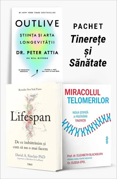 Pachet Tinerețe și Sănătate. Outlive/Lifespan/Miracolul telomerilor