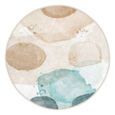 Covor albastru/bej lavabil rotund ø 120 cm Puddle – Mila Home