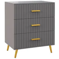 HOMCOM Comodă pentru Dormitor, Dulap Modern cu 3 Sertare, Sertar de Depozitare cu Picioare din Aluminiu, 60x40x71.5 cm, Gri Închis