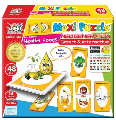 Jagu Educational Talking Puzzle - Alimente sănătoase, 48 de piese