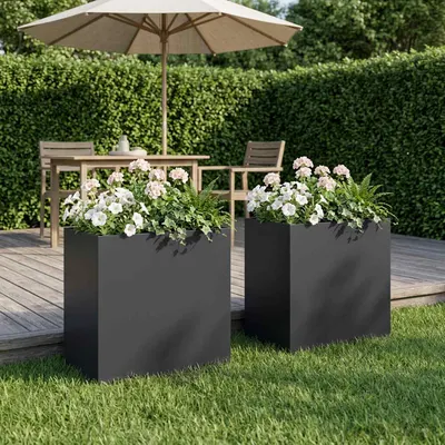 vidaXL Vază pentru Grădină 2 buc. Negru 50 x 30 x 50 cm