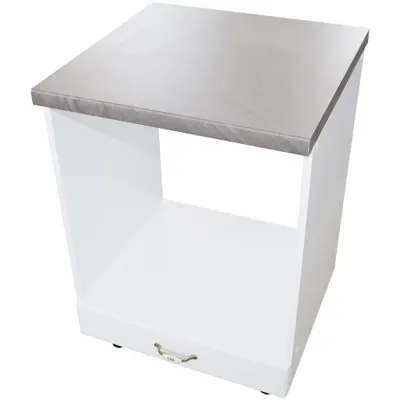 Corp pentru cuptor incorporabil cu sertar Zebra, Alb/MDF Alb mat, cu blat beton, 60 x 85 x 60 cm