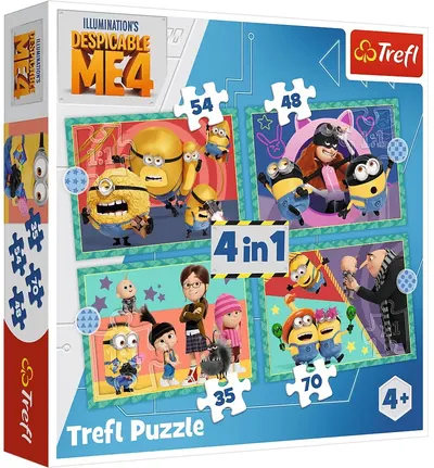 Puzzle Trefl 4 în 1 - Minioni nebuni