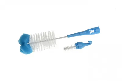 Set perii pentru biberoane si tetine Akuku Fluturas albastru cu burete incorporat,agatatoare,dimensiune 37.5x10.5x6 cm