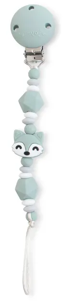 Clemă pentru suzetă din silicon Saro - Foxy, menta