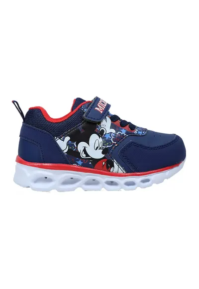 Pantofi sport wedge cu Mickey Mouse - Coral/Bleumarin