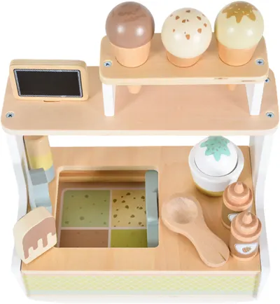Set de joacă Moni Toys - Suport pentru înghețată din lemn, 26 piese