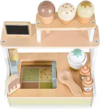 Set de joacă Moni Toys - Suport pentru înghețată din lemn, 26 piese