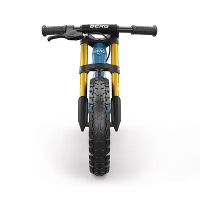Bicicleta copii fara pedale Berg Biky Cross albastru cu frana de mana, sa reglabila pe inaltime minim 32-maxim 45 cm, varsta 2,5-5 ani, inaltime utilizator 90-120 cm, greutate maxima utilizator 30 kg , roti pneumatice