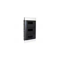 Practibox S Montaj incastrat cabinet pentru zidarie cu Bara de nul - Usa fumurie - 3 randuri cu 12 module per rand