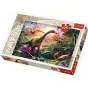 Puzzle 100 piese, Pe taramul dinozaurilor, Trefl