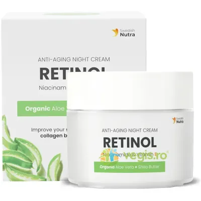Crema de Noapte cu Retinol, Niacinamide, Colagen Vegan, Vitamina E, Unt de Shea, Aloe Vera, Ulei de Buriti, Ulei de Amarant 50ml