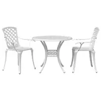 vidaXL Set bistro, 3 piese, alb, aluminiu turnat