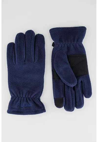 Manusi din fleece cu logo brodat - Negru/Bleumarin