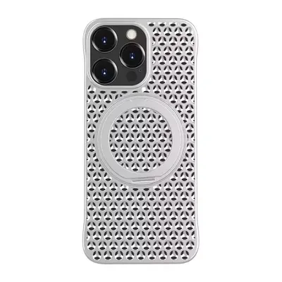 Husa Guardian Ring, Magsafe, Perforatii si inel, iPhone 15 Pro, Disipare caldura, Argintiu Engros