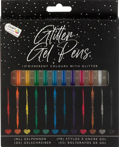 Set de pixuri cu gel și sclipici Grafix Craft Sensations - 12 culori