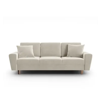 Canapea bej extensibilă, cu spațiu de depozitare cu tapițerie din catifea 235 cm Kyoto – Cosmopolitan Design