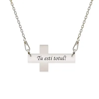 Crux - Colier personalizat argint 925 cruce cu text