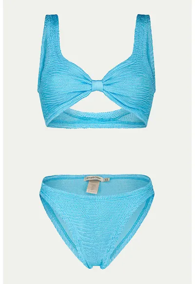 Costum de baie din doua piese cu aspect texturat - Turcoaz