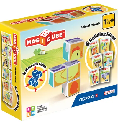 Cuburi magnetice Geomag - Animale, 4 piese