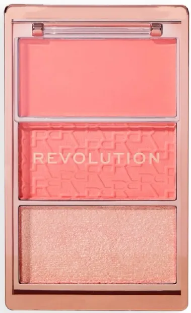 Makeup Revolution Paletă de fard de obraz pentru față Icon Blush, Peach, 3 culori