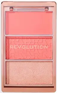Makeup Revolution Paletă de fard de obraz pentru față Icon Blush, Peach, 3 culori
