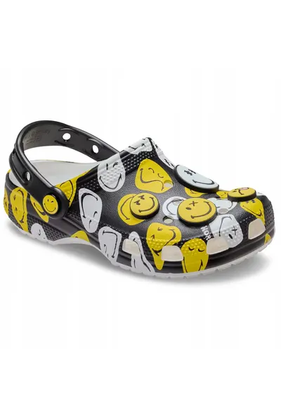 Saboti copii SabotiCrocs Classic Smiley Clog - negru galben - 28-29 EU - material sintetic