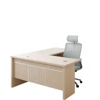 Set Valente &amp; Calvena - Birou directorial cu dulap lateral mobil si Scaun de birou ergonomic cu functie de &icirc;nclinare