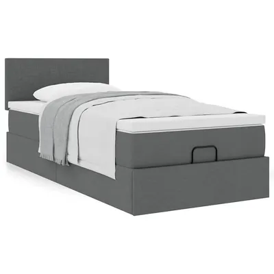Gossi cadru pat otoman cu saltea tesatura gri inchis 90x200 cm