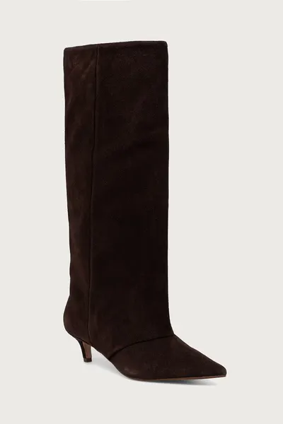 Steve Madden cizme cu toc jos pentru femei din piele întoarsă Luca