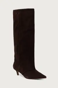 Steve Madden cizme cu toc jos pentru femei din piele întoarsă Luca