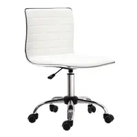HOMCOM Scaun birou fără brațe, scaun de birou, înălțime reglabilă, șezut și spătar căptușite, 48x52x78-90cm, alb | Aosom Romania