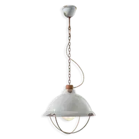 Sospensione D.40 Con Gabbia / Pendant D.40 Retro Industrial Finish Vib - Vintage Bianco C1680