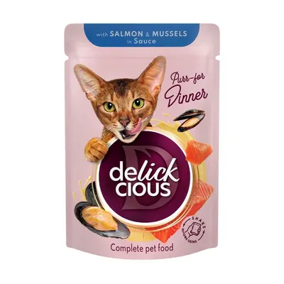 Delickcious Cat - Felii de Somon & Midii in Sos - 85g