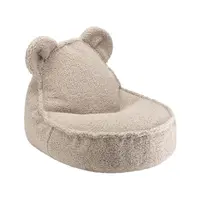 Fotoliu puf pentru copii maro deschis cu tapițerie din țesătură bouclé Bear – Wigiwama