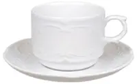 Ceașcă cu farfurioară Gural Porcelain - Flora, 120 ml, alb