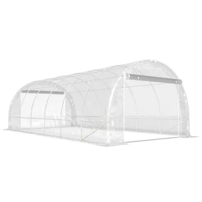 Outsunny Seră de Grădină Tip Tunel 3x6x2 m cu 2 Uși Rulabile, Cadru din Oțel și Acoperire din PE, pentru Legume, Fructe, Flori, Anti-UV, Transparentă | Aosom Romania