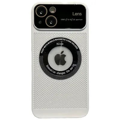 Husa Perforatii si Protectie camera, Magsafe, Air Shield, Compatibila cu iPhone 15, Disipare caldura, Decupaj sigla, Alb Engros