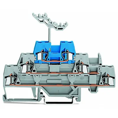 Triple-deck terminal block; Through/through/through terminal block; for DIN-rail 35 x 15 and 35 x 7.5; 2.5 mm²; CAGE CLAMP®; 2,50 mm²; gray/gray/blue
