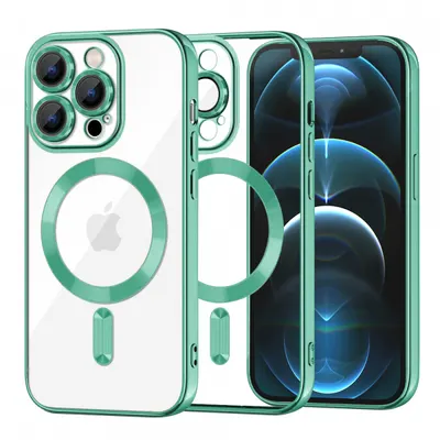 Husa MagSafe pentru Apple iPhone 12 Pro Max, Techsuit, Luxury Crystal, Verde Deschis