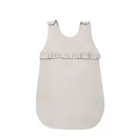 Sac de dormit, MimiNu, Pentru bebelusi, De iarna, Cu volanase, Din bumbac certificat Oeko Tex Standard 100, Cu fermoar lateral, Cu capse pe umar, 70 cm, 0 - 6 luni, 2.5 Tog, Colectia Royal, Beige