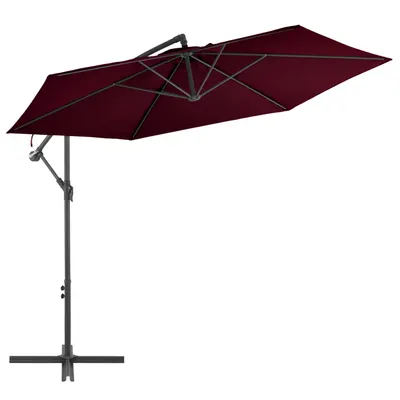 Gossi umbrela suspendata cu stalp de aluminiu, rosu bordo, 300 cm