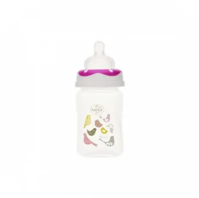 Biberon gat larg Minut Baby cu tetina silicon 150 ml roz