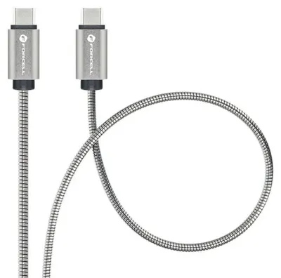 Cablu Forcell - F-Energy Metal C239, USB-C/USB-C, 100W, 2 m, argintiu