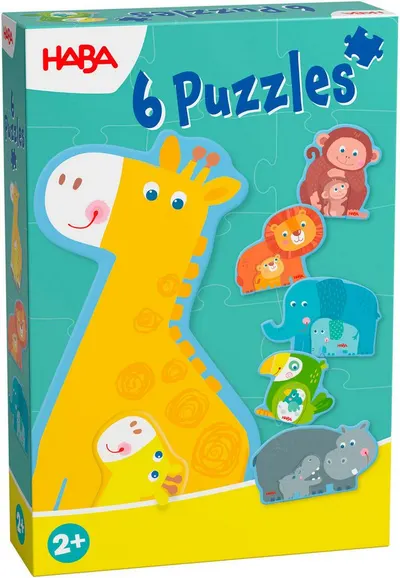 Set de puzzle Haba - Familie de animale de la grădina zoologică, 6 buc