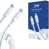 Cablu Date si Incarcare USB-C - USB-C 3MK Hyper Silicone, 60W, 1m, Alb