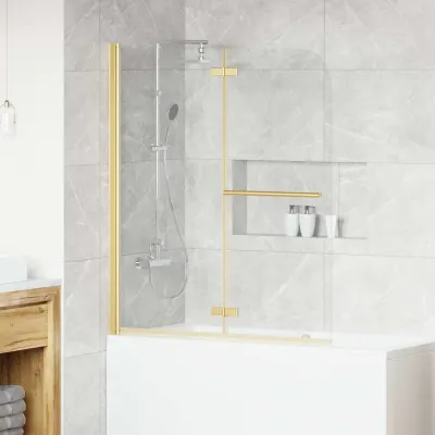 vidaXL Încărcare duș Transparent și Aurie 120 x 140 cm