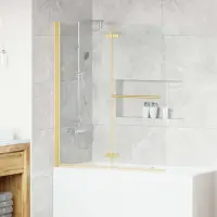 vidaXL Încărcare duș Transparent și Aurie 120 x 140 cm
